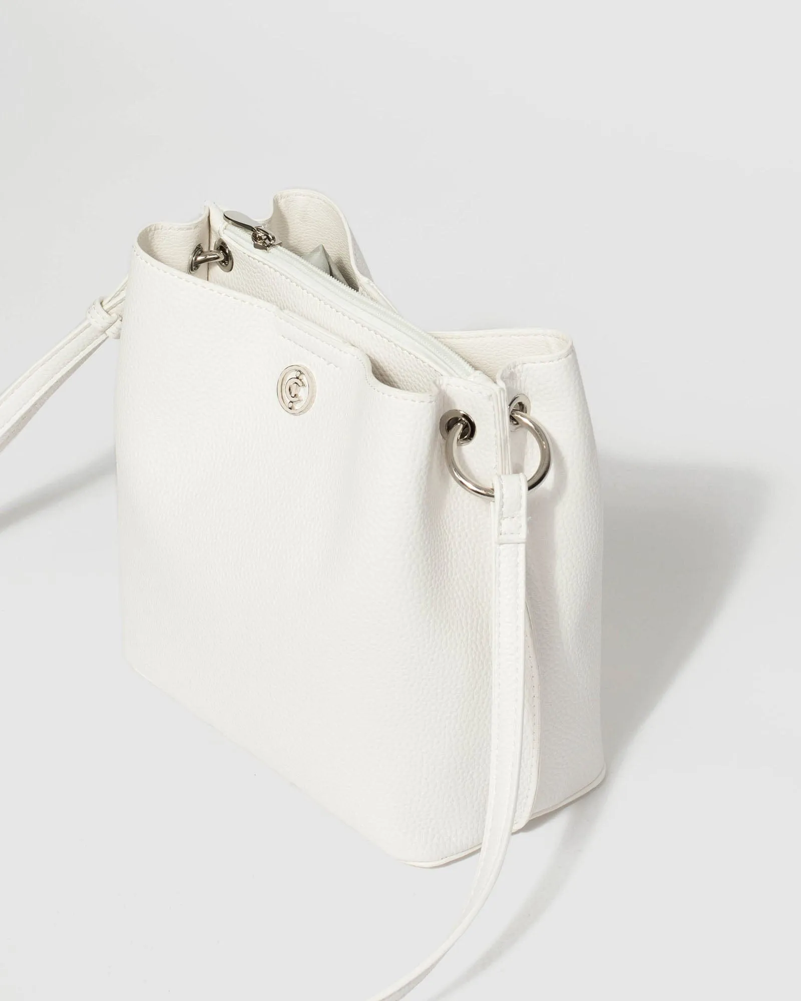 White Harsha Disc Bucket Bag