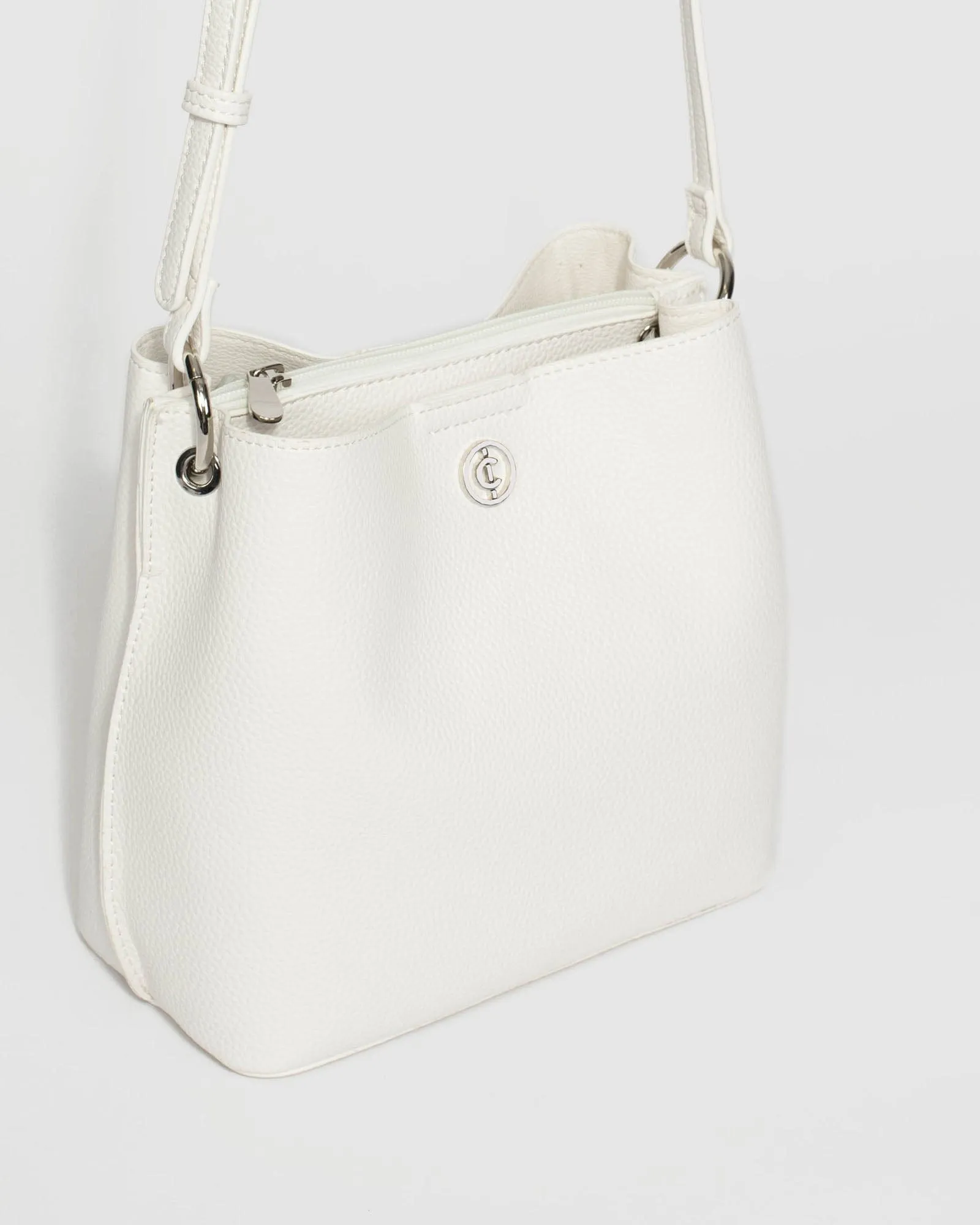 White Harsha Disc Bucket Bag