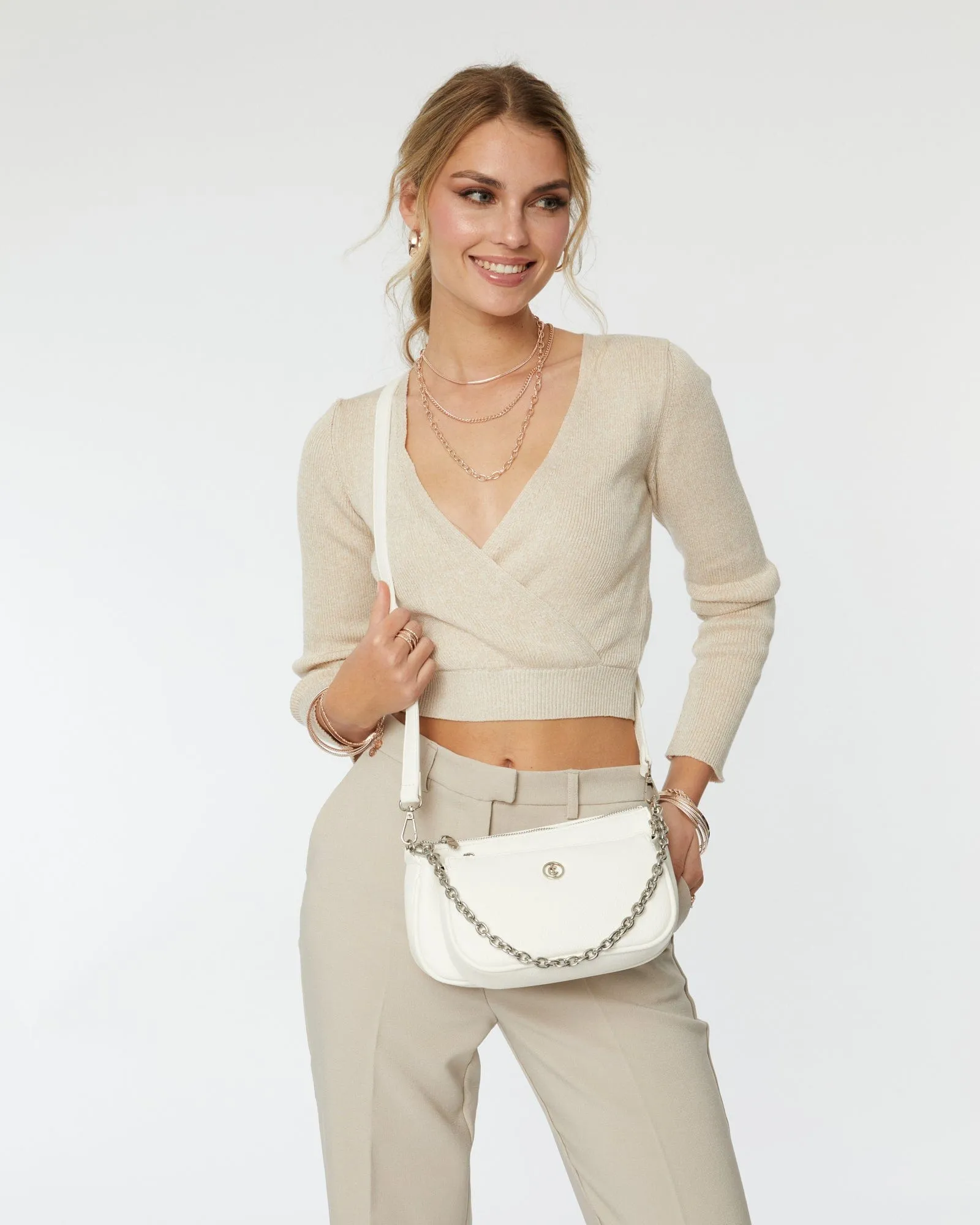 White Vivian Chain Crossbody Bag