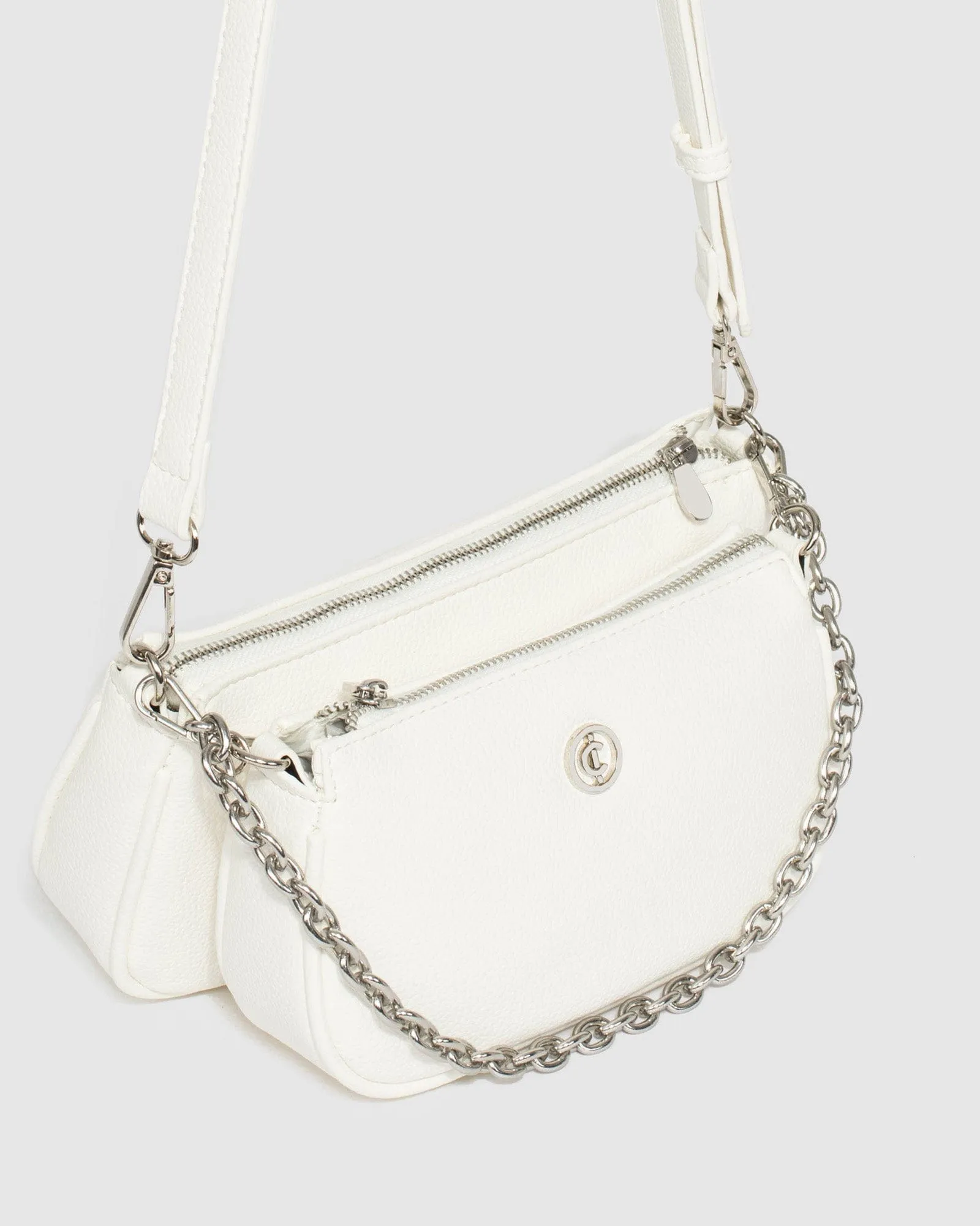 White Vivian Chain Crossbody Bag