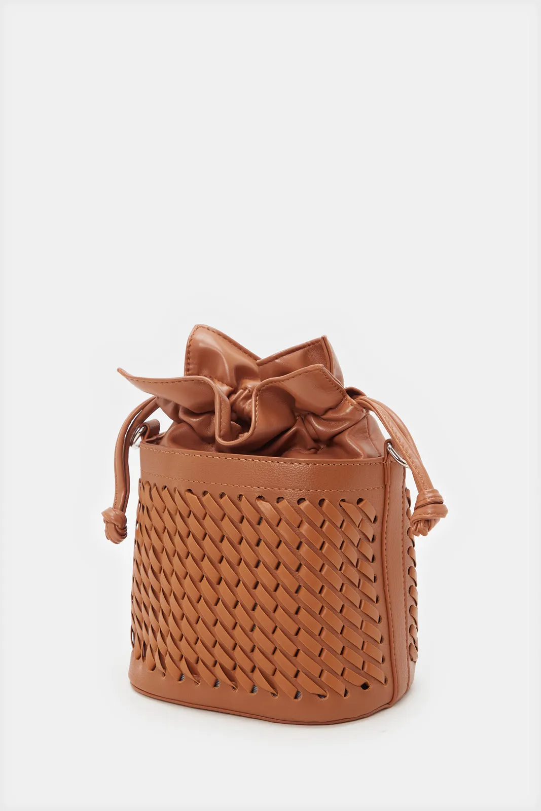 Women Brown Embellished Bucket Bag