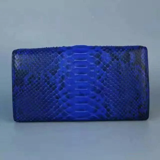 Women's Clutch Python Leather Blue