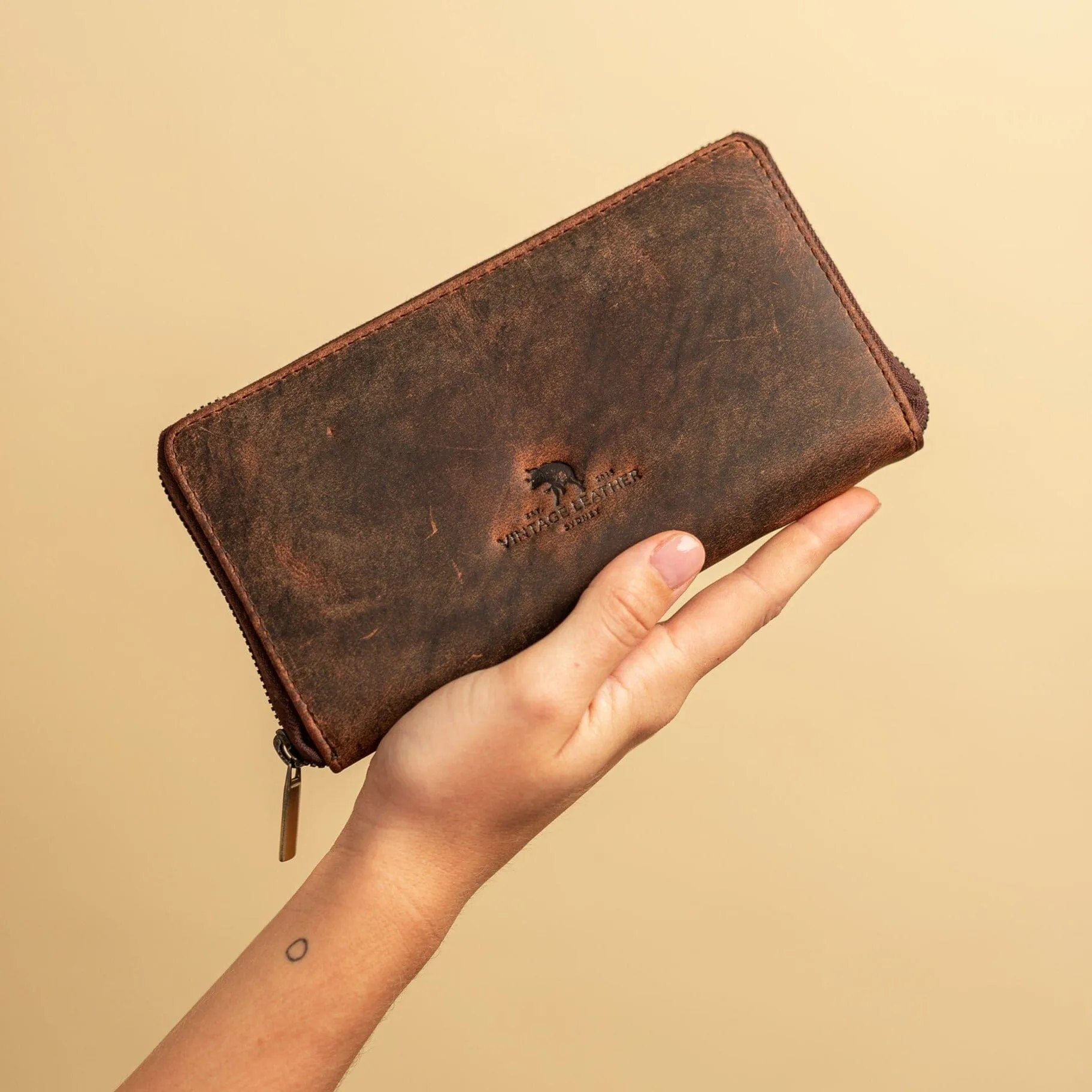 Womens Leather Zip Around Wallet | Candice 