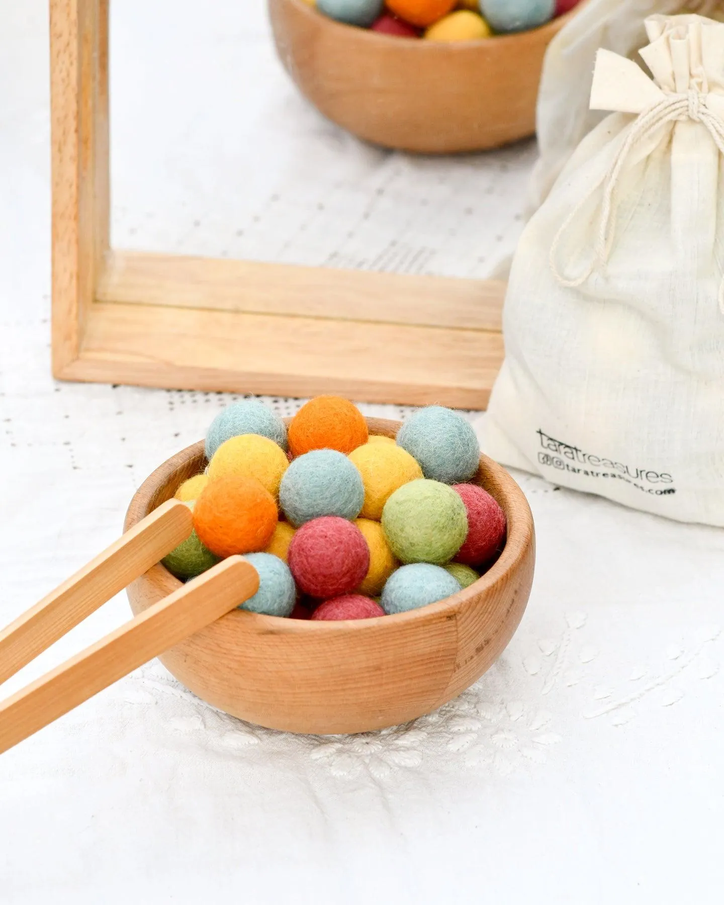 Wool Felt Balls in a Pouch - Sunshine Colours 3cm 30 balls