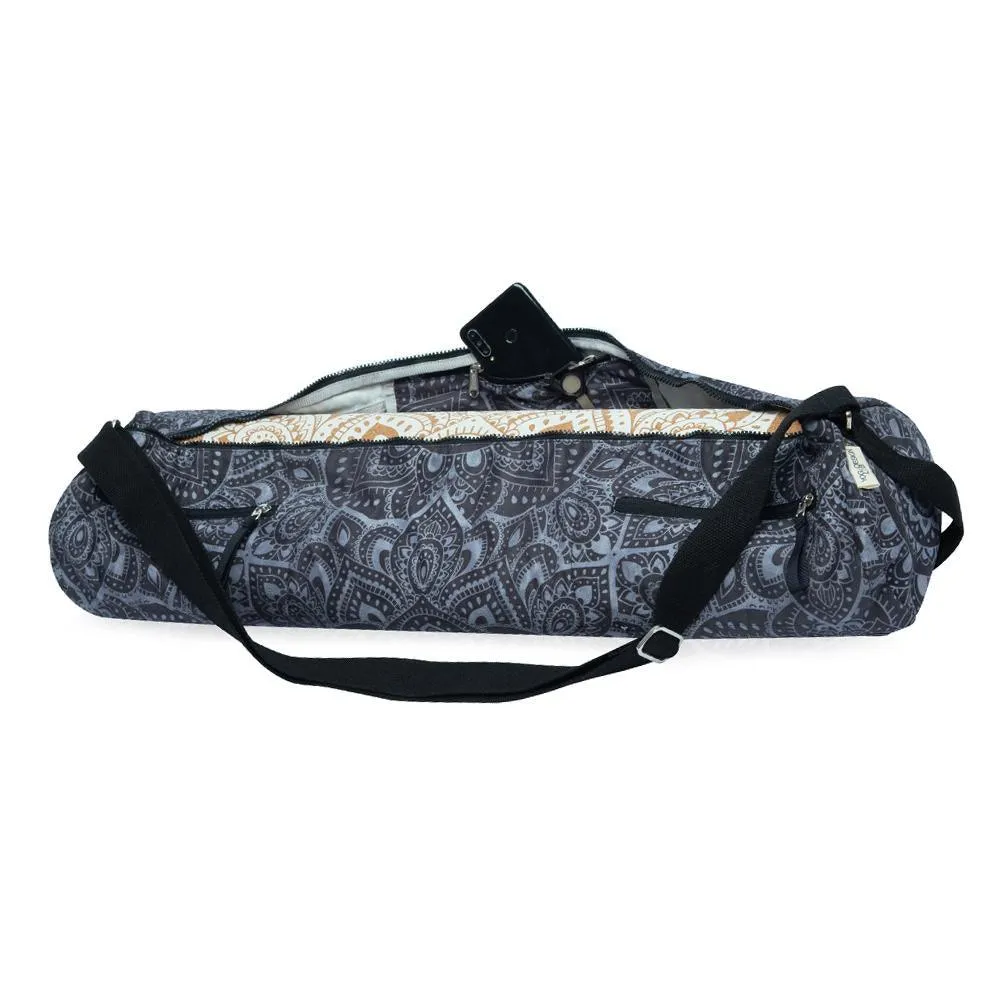 Yoga Mat Bag - Mandala Charcoal - Best For Travel To Studio or Gym