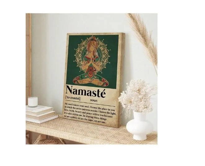 Yoga pose art  Print, Vintage Wall Art Yoga Girl Poster, Soul-connecting Inspirational, No Frame Canvas Print